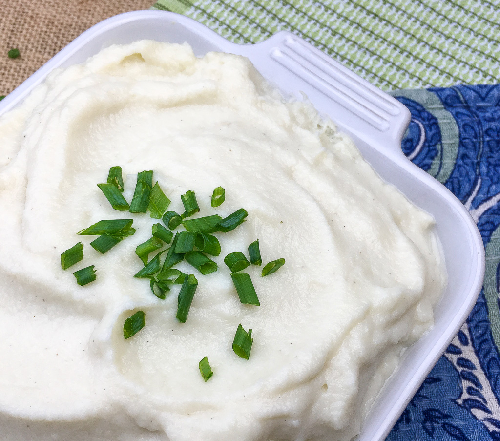 Garlic Chive cauliflower mash keto mashed potatoes
