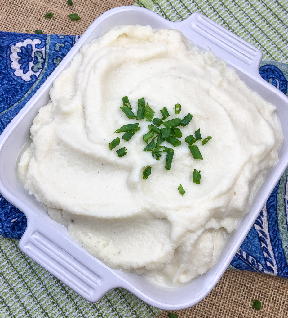 Garlic Chive cauliflower mash keto mashed potatoes