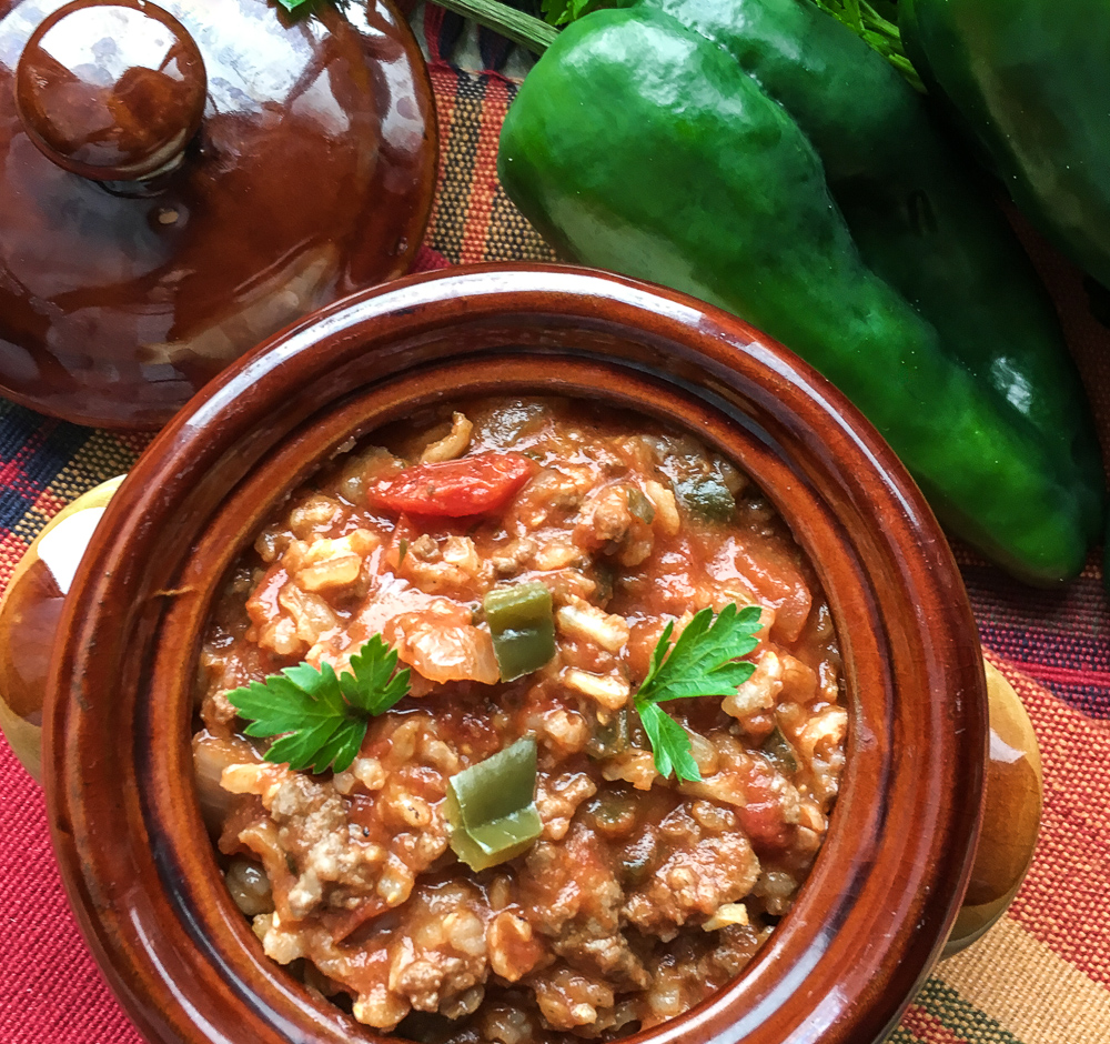 close up of stuffed pepper soup