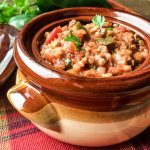 stuffed pepper soup in a crock