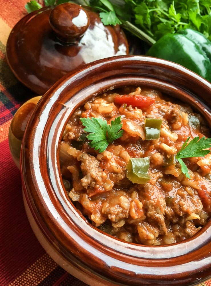 close up of stuffed pepper soup