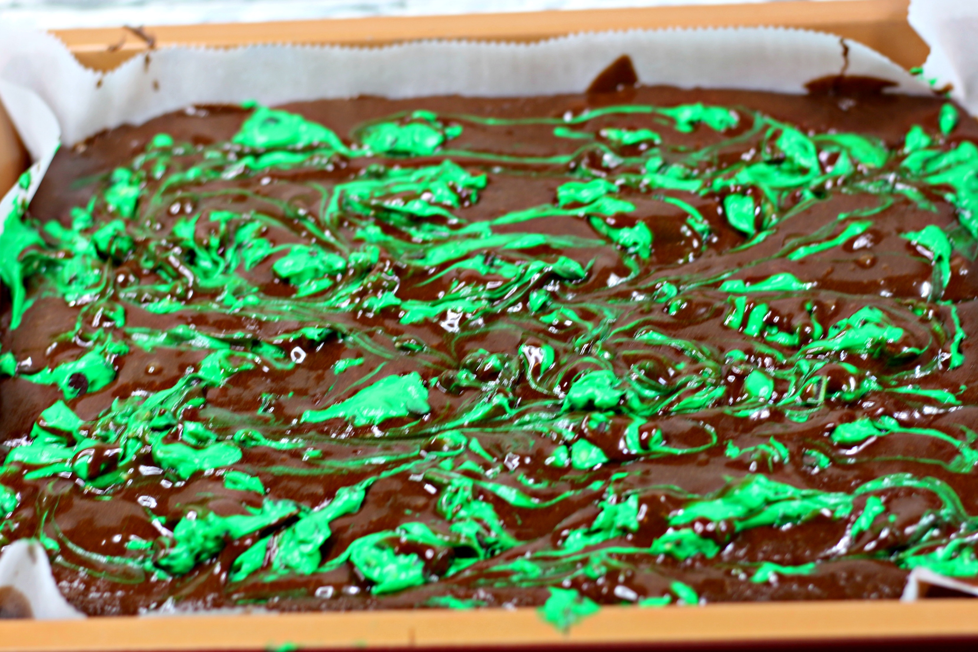 green cheesecake better swirled into brownie batter