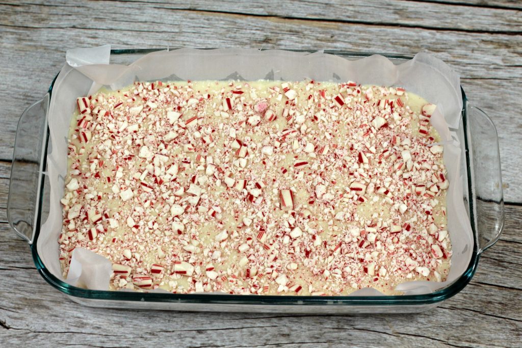 fudge batter with candy canes
