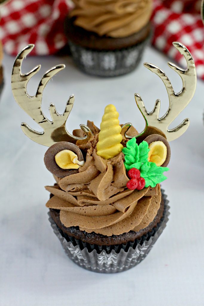 chocolate unicorn reindeer cupcake