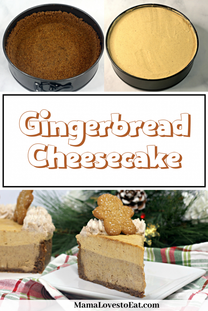 gingerbread cheesecake slice with a gingerbread man on top