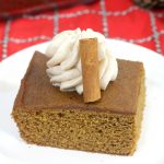 old fashion gingerbread cake on a white plate