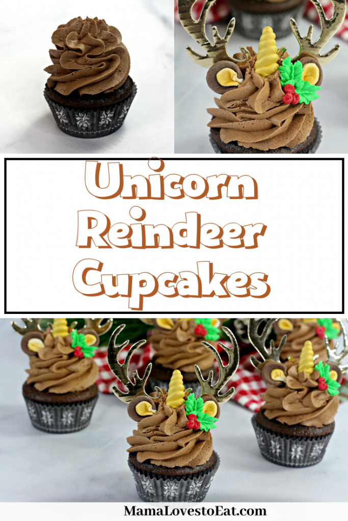 collage of unicorn reindeer cupcakes