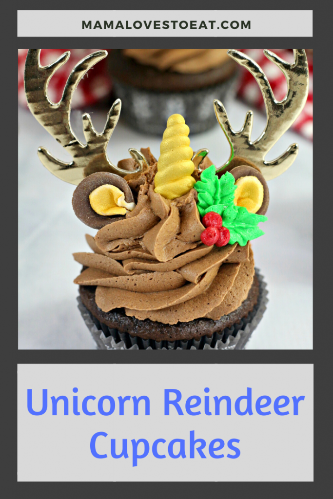 unicorn reindeer cupcake for pinterest