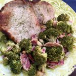 ranch pork chops on a plate with broccoli