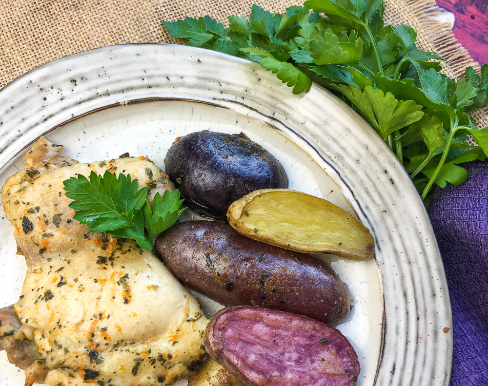 Marinated Baked Chicken Thighs with Fingerling Potatoes
