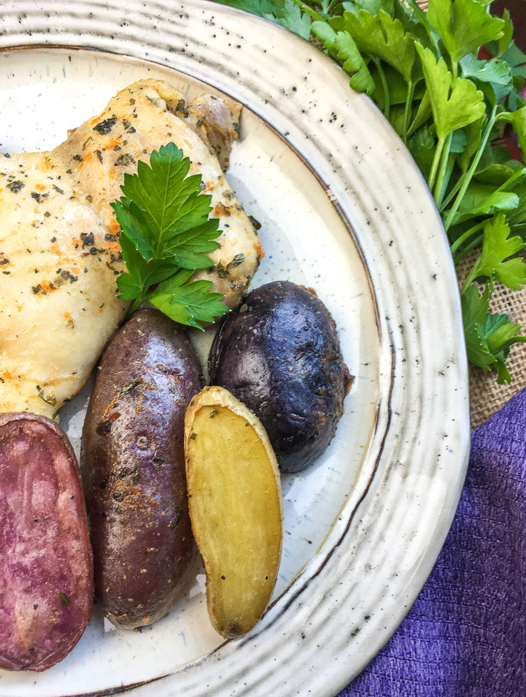 Marinated Baked Chicken Thighs with Fingerling Potatoes