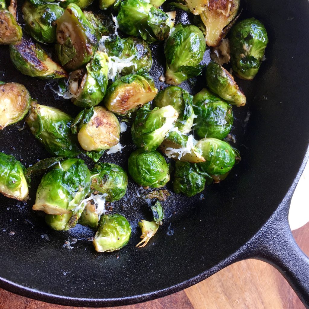 Pan Roasted Brussels Sprouts with Bacon