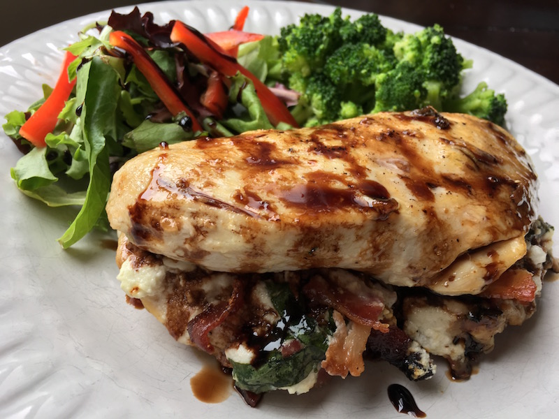 Stuffed Chicken Breasts with Basil Goat Cheese and Bacon