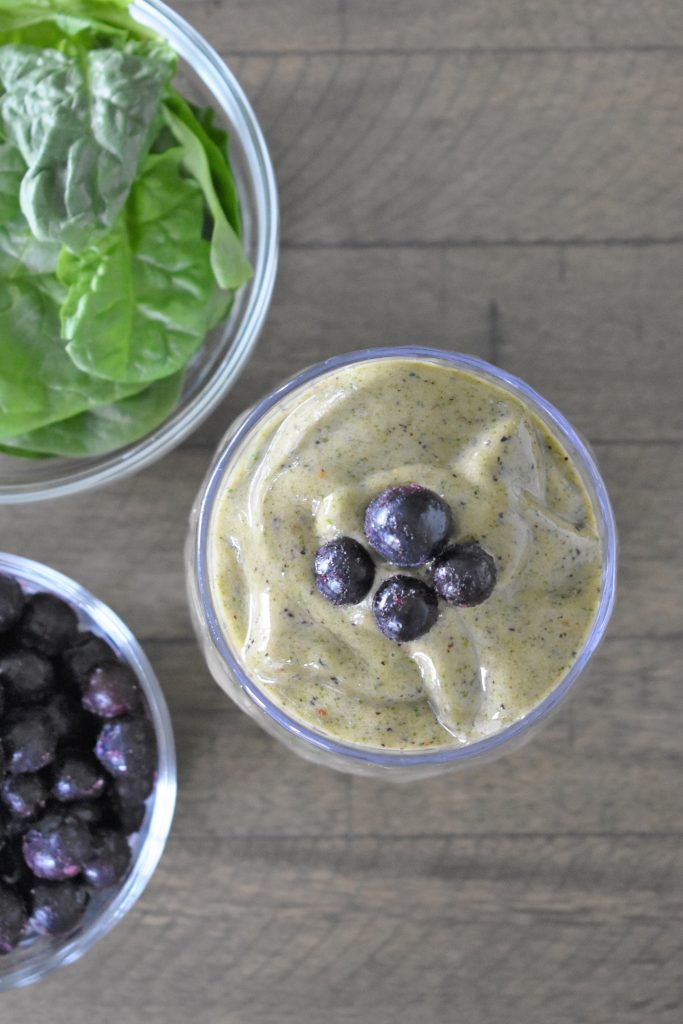 The Green Spinach Smoothie on a table.