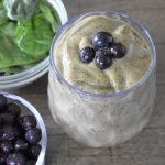 The Green Spinach Smoothie topped with more blueberries.