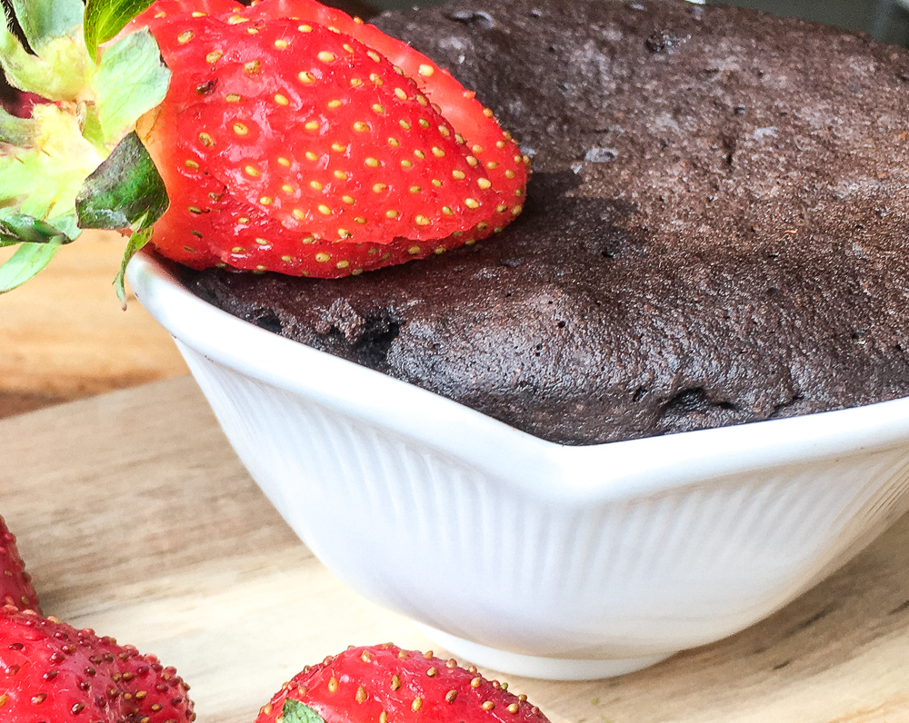 Chocolate Mug Cake in a white mug.