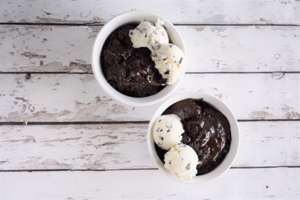 Two bowls of the recipe on a table.