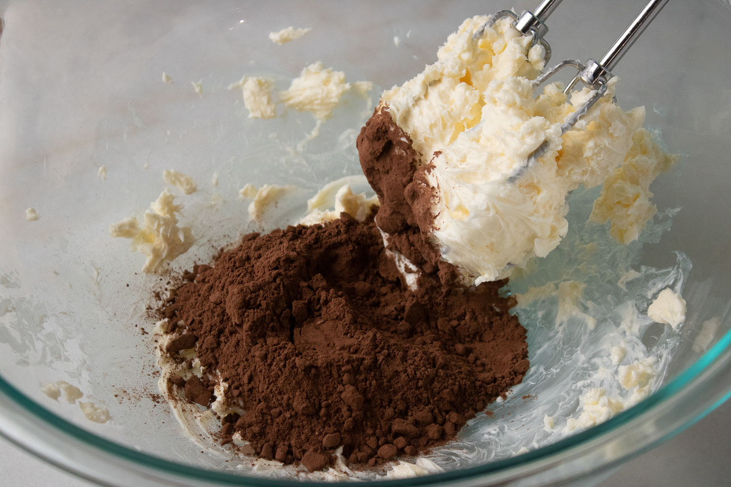 Adding in the cocoa.