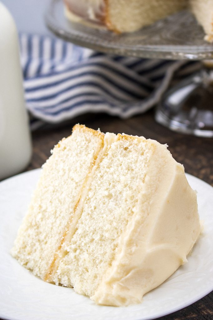 The Classic White Cake Mix on a white plate.
