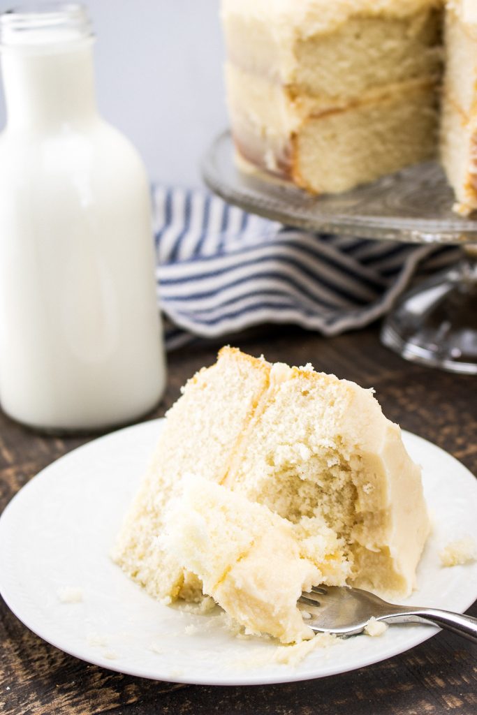 A bite taken out of the Classic White Cake Mix.