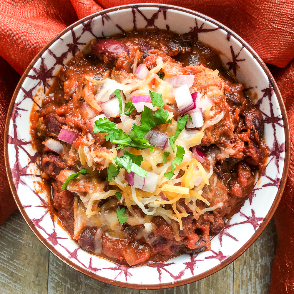 Pulled Pork Chili in a bowl.