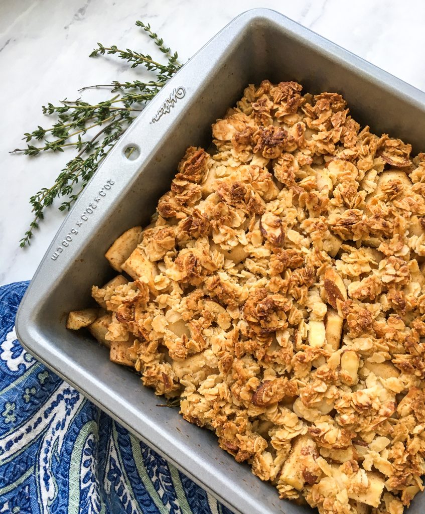 Adding the ingredients into a baking pan.