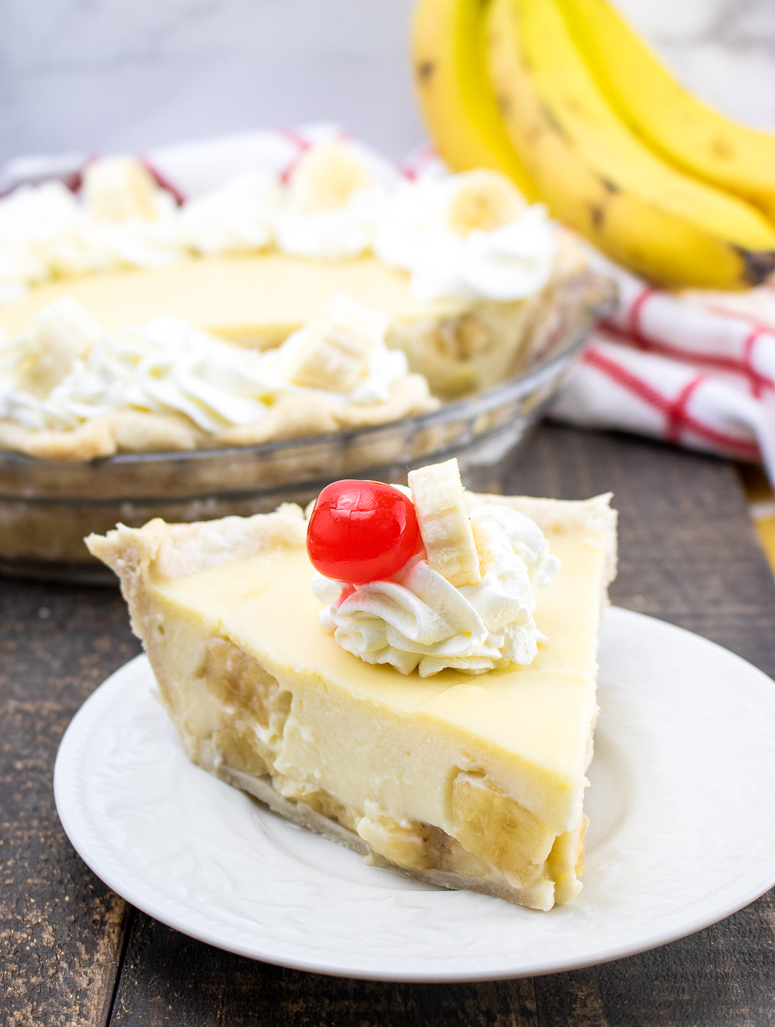 Banana Cream Pie with a cherry on top.